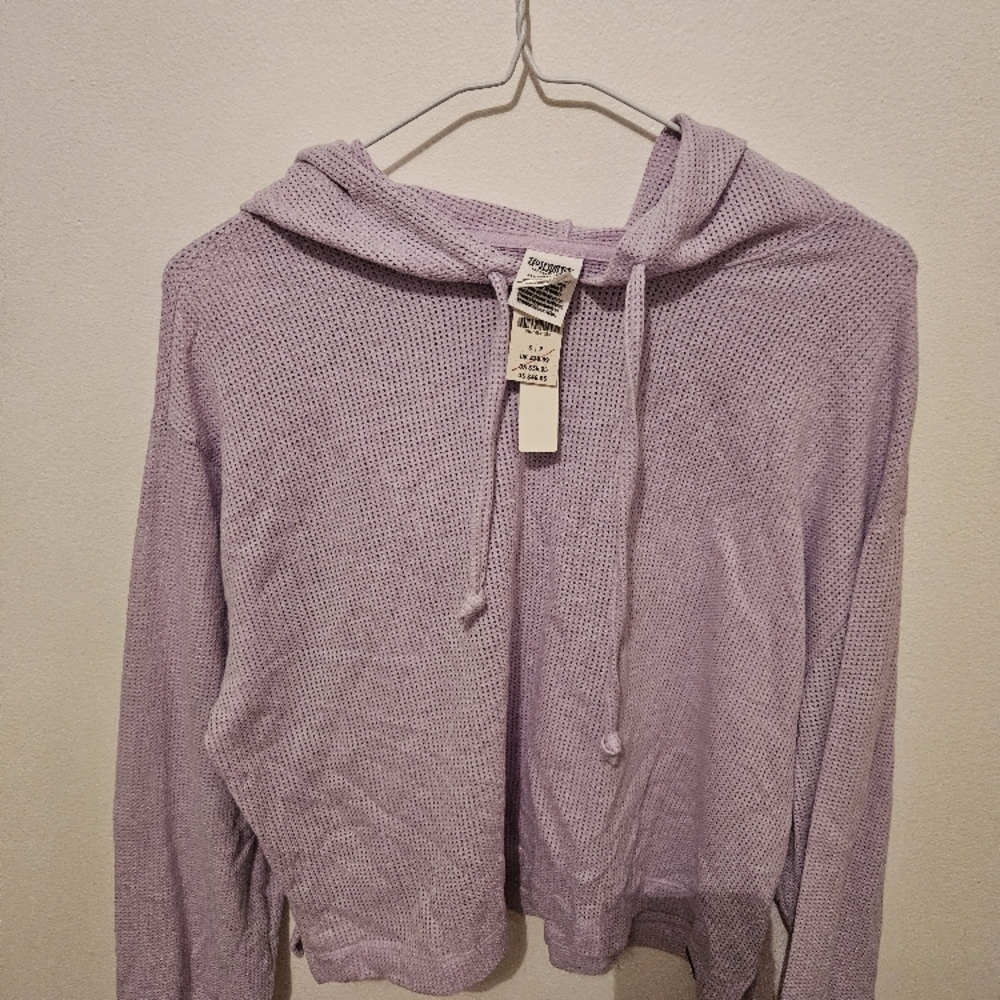 Purple Hooded Sweater Top
